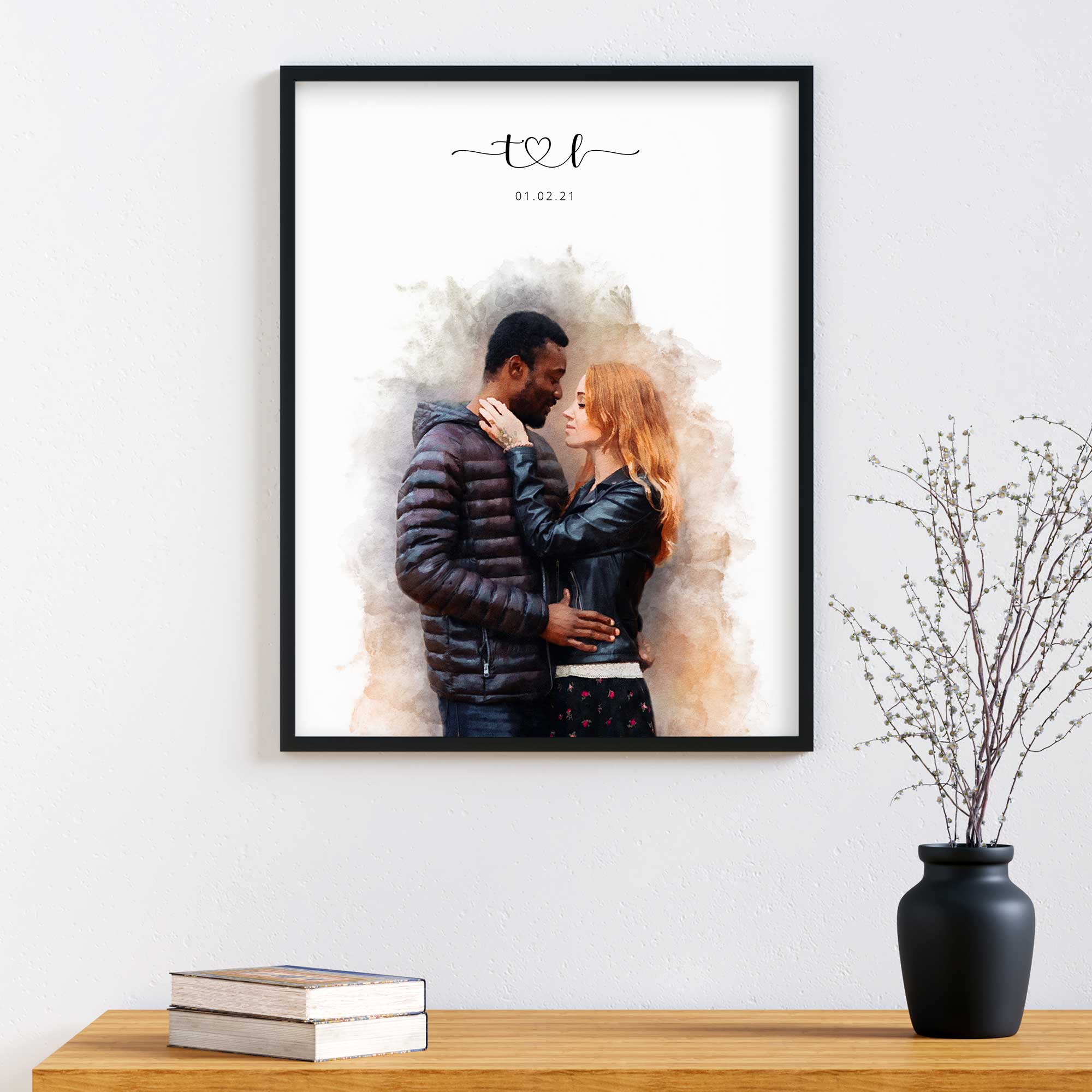 Custom Engagement Anniversary Couple Portrait